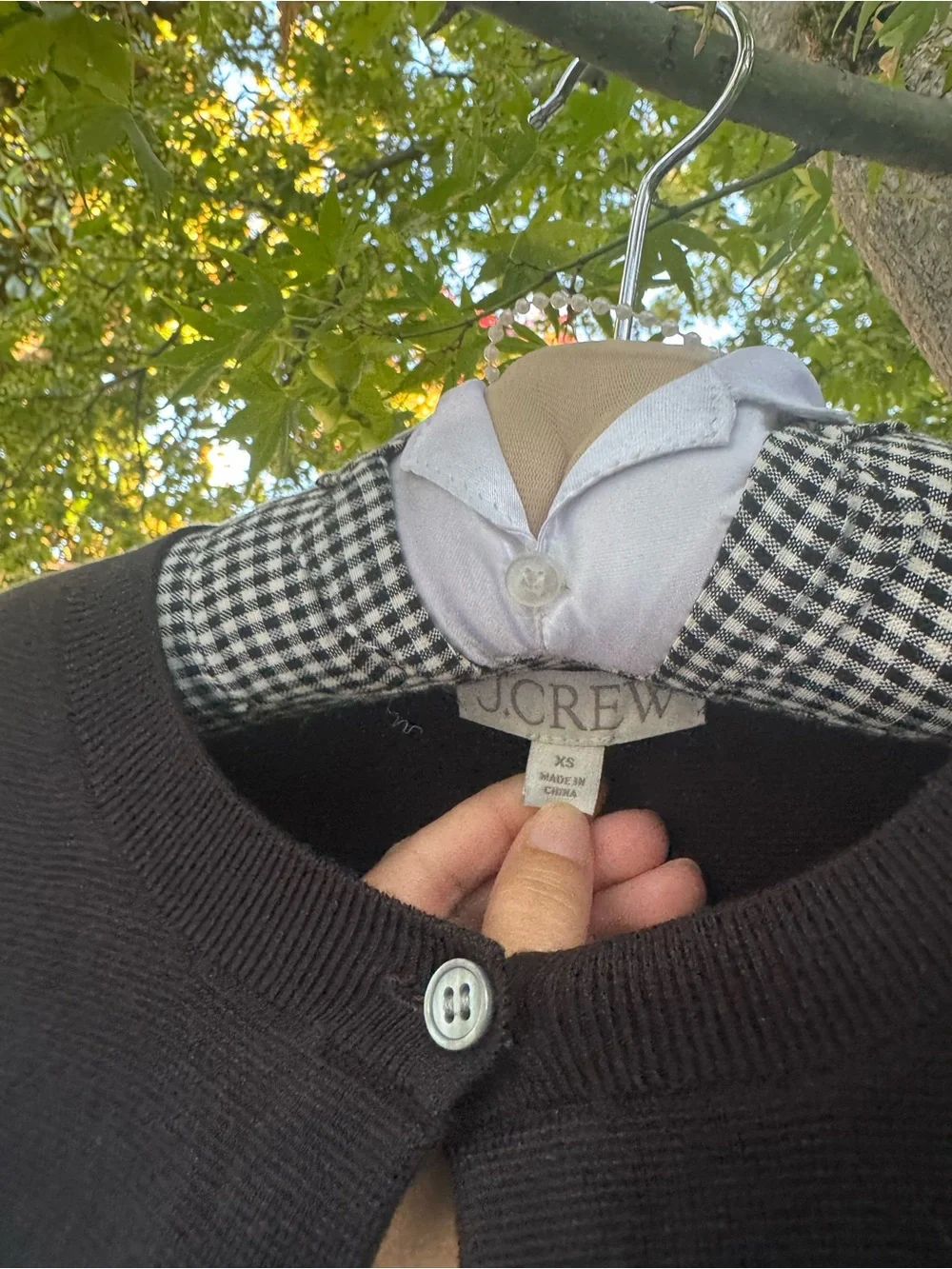 J. Crew Black Crewneck Button Cardigan